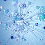 Ilustração digital abstrata de redes neurais e tecnologia de inteligência artificial em tons luminosos.